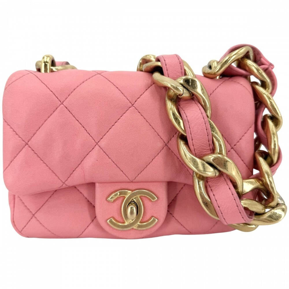 Chanel Mini Matelasse Chain Shoulder Bag for Women, Turnlock, Coco Mark, Leat...